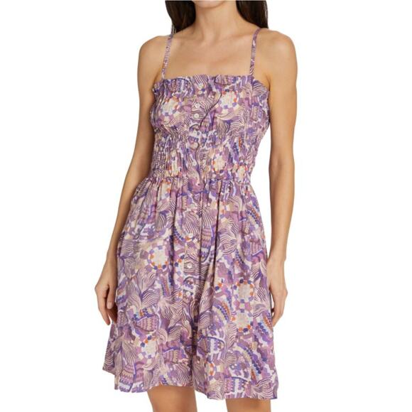 S Chufy Purple Print Fit and Flare Mini Dress - Picture 1 of 5